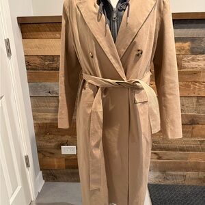 Avec Les Filles Classic Tan Trench Coat with Zip in Hoodie